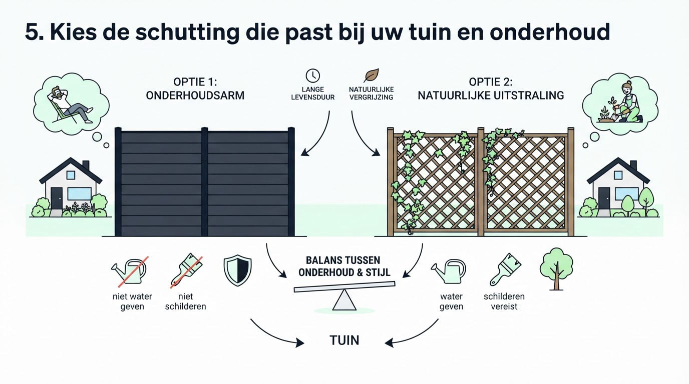 5. Kies de schutting die past bij uw tuin en onderhoud
